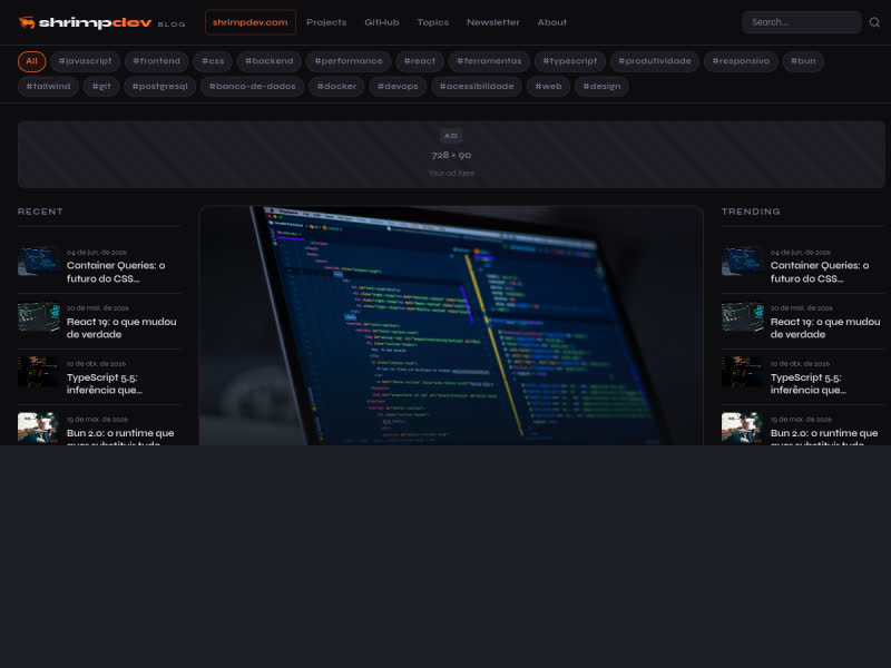 Shrimp Dev Blog — Blog técnico sobre desenvolvimento web